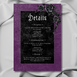 Uppgifter om Gothic Black Raven Ro Lila Bröllop Tilläggskort