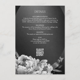 Uppgifter om Gothic Moody White Peonies Bröllop Tilläggskort