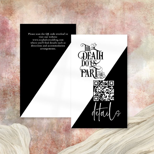 Uppgifter om Gothic Til Death Do US Part QR Bröllo Tilläggskort (Front and back)
