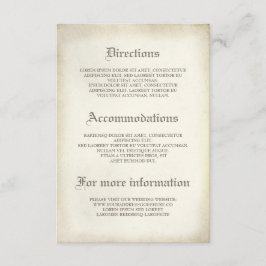 Uppgifter om Gothic Vintage bröllop - Information Tilläggskort