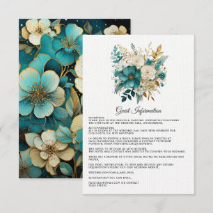 Uppgifter om Guest i Teal och Guld Blommigt Bröllo Tilläggskort