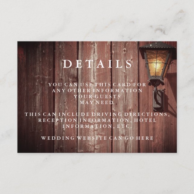 Uppgifter om Guest Land Red Barn Bröllop Tilläggskort (Framsida)