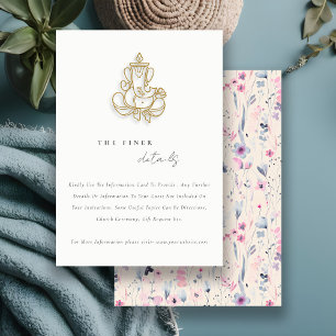 Uppgifter om Guld Blommigt Ganesh Indian Bröllop Tilläggskort