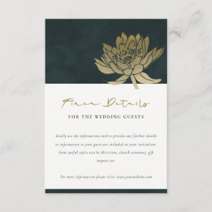 UPPGIFTER OM GULD EMERALD GRÖNT LOTUS BLOMMIGT BRÖ TILLÄGGSKORT