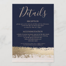 Uppgifter om guld och marin Bröllop Inbjudningar