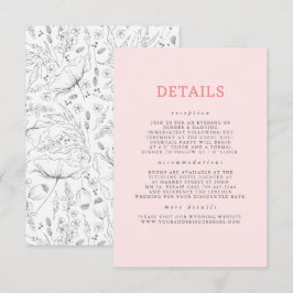 Uppgifter om handritade Wildblommor Mönster Bröllo Tilläggskort