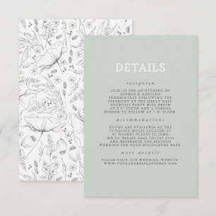 Uppgifter om handritade Wildblommor Mönster Bröllo Tilläggskort