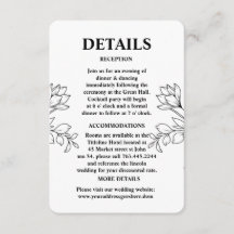 Uppgifter om handritade Wildblommor Mönster Bröllo