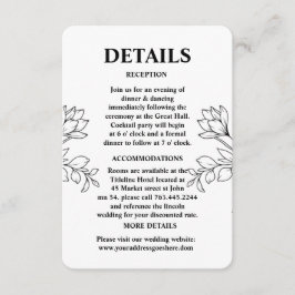 Uppgifter om handritade Wildblommor Mönster Bröllo Tilläggskort