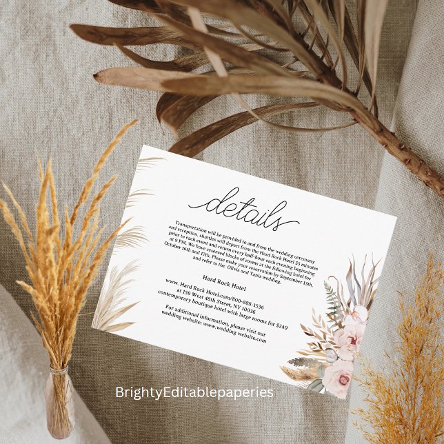 Uppgifter om Hotel Bröllop i tropiska blommor Anteckningskort (Skapare uppladdad)