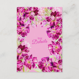 Uppgifter om lagrar rosa blommigt bröllop med QR-k Tilläggskort