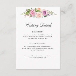 Uppgifter om Lavender lila &  blommigt bröllop Tilläggskort