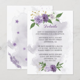 Uppgifter om lila blommor greenery tilläggskort