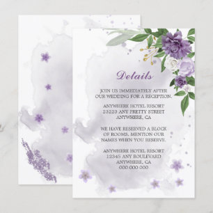 Uppgifter om lila blommor greenery tilläggskort