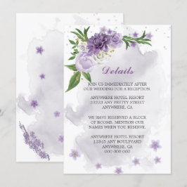 Uppgifter om lila blommor greenery tilläggskort