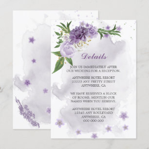 Uppgifter om lila blommor greenery tilläggskort