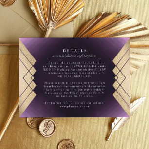 Uppgifter om Lila Guld Gatsby Bröllop OSA Kort