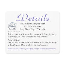 Uppgifter om lila Lovebird Bröllop/Riktningskort