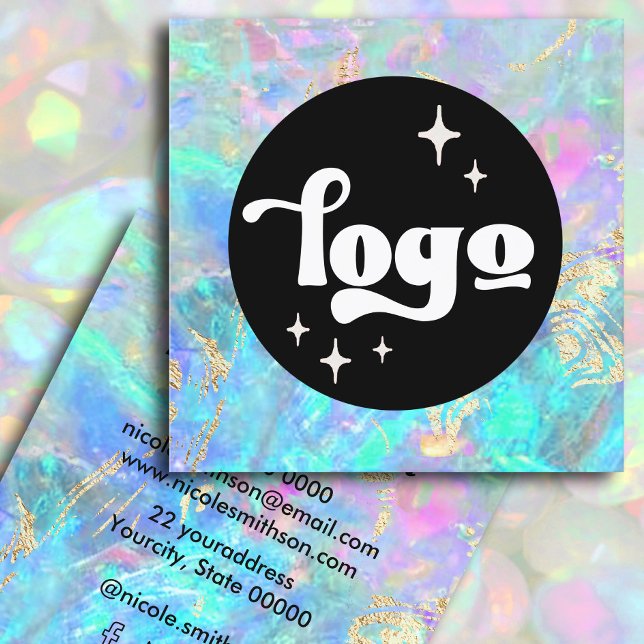 Uppgifter om logotyp opal struktur och faux guld fyrkantigt visitkort (Skapare uppladdad)