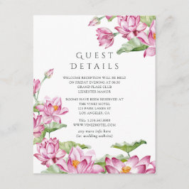 Uppgifter om Lotus Flower Indian Bröllop Guest Tilläggskort