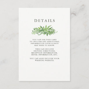 Uppgifter om Luxe Löv Grönt Botanical Bröllop Gues Tilläggskort