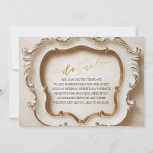 Uppgifter om Luxury Baroque White och Guld Bröllop Inbjudningar