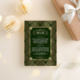 Uppgifter om lyxGuld Mörk grönt Art Deco Bröllop Tilläggskort