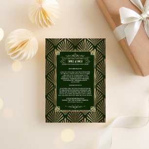 Uppgifter om lyxGuld Mörk grönt Art Deco Bröllop Tilläggskort