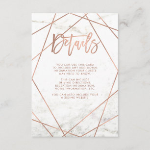 Uppgifter om marble och Faux Guld Geometric Guest Tilläggskort