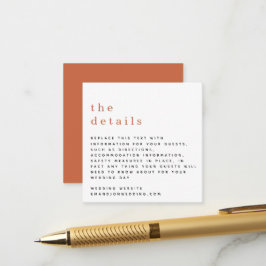 Uppgifter om Mini Simple Typography Terracotta Brö Tilläggskort
