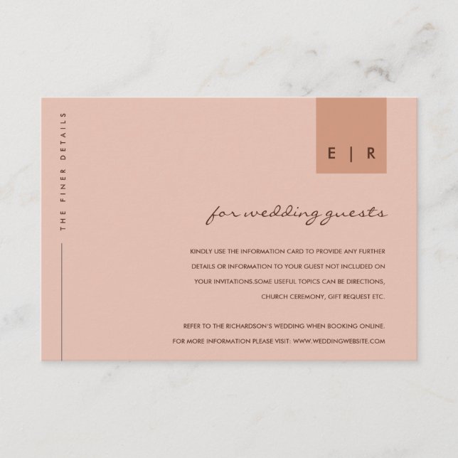 UPPGIFTER OM MINIMAL RUST PEACH TYPOGRAPHY BRÖLLOP TILLÄGGSKORT (Framsida)