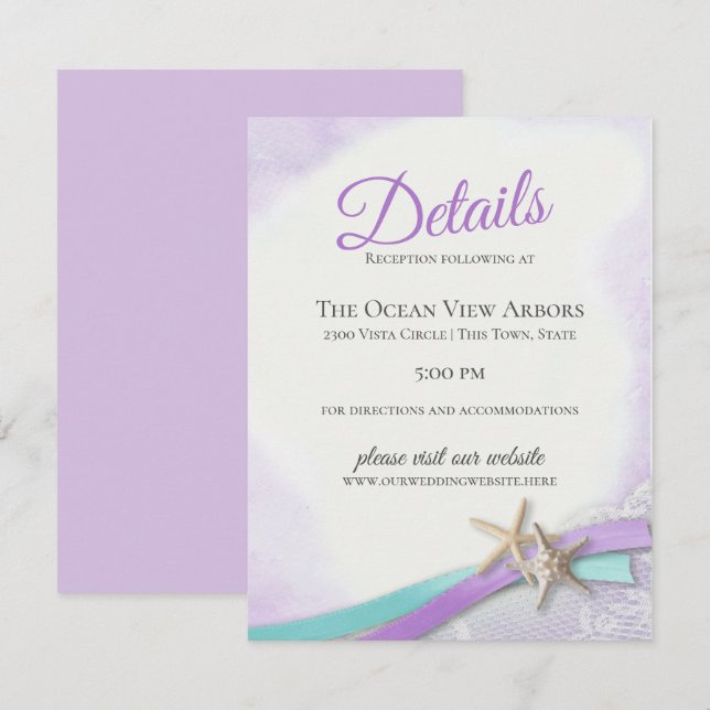 Uppgifter om och information om Lila och  av stärk Inbjudningar (Fram/baksida)