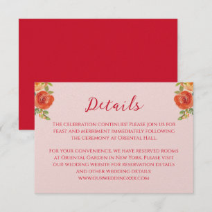 Uppgifter om orange gula blommor kinesiska bröllop tilläggskort