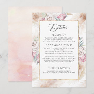 Uppgifter om Pampas Grass och Rosa Kung Protea Brö Tilläggskort