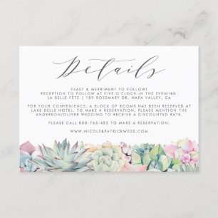 Uppgifter om Pastel Succulents Garland Bröllop Tilläggskort