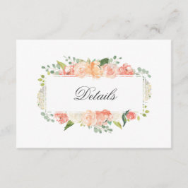 Uppgifter om persiko- och Rosa- och feminin-Blommö Tilläggskort