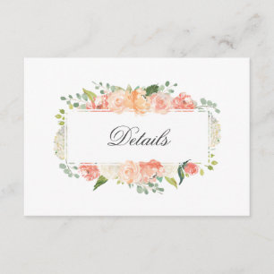 Uppgifter om persiko- och Rosa- och feminin-Blommö Tilläggskort