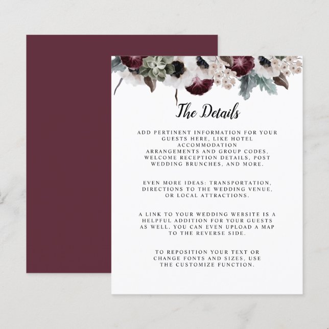 Uppgifter om Plum Sage Ivory Rosa Blommigt budget  (Fram/baksida)