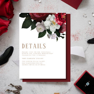 Uppgifter om Romantic Burgundy Maroon Bröllop Tilläggskort
