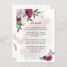 Uppgifter om rosa mauf-blommor tilläggskort