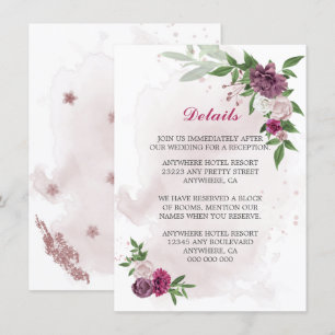 Uppgifter om rosa mauf-blommor tilläggskort
