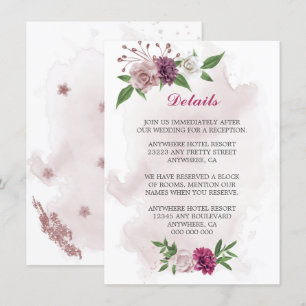 Uppgifter om rosa mauf-blommor tilläggskort