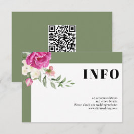 Uppgifter om rosa och blomsage grönt bröllop tilläggskort