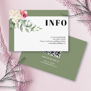Uppgifter om rosa ros och gren grönt bröllop tilläggskort