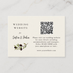 Uppgifter om Rustic Olive gren Bröllop med QR-kod Placeringskort