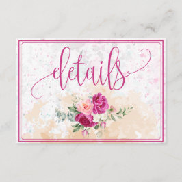 Uppgifter om shock rosa Stänk Bröllop Färg i Tilläggskort