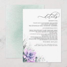 Uppgifter om Succulents Greenery Guld Lövs Bröllop Tilläggskort