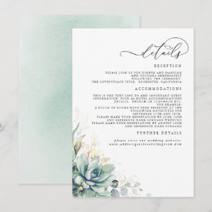 Uppgifter om Succulents Greenery Guld Lövs Bröllop Tilläggskort