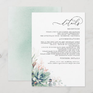 Uppgifter om Succulents Greenery Ro Guld Bröllop Tilläggskort