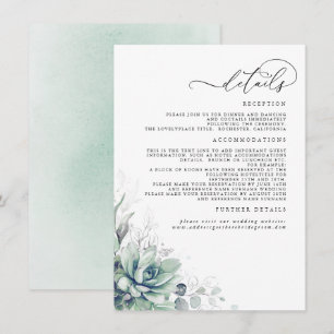 Uppgifter om Succulents Greenery Silver Lövs Bröll Tilläggskort
